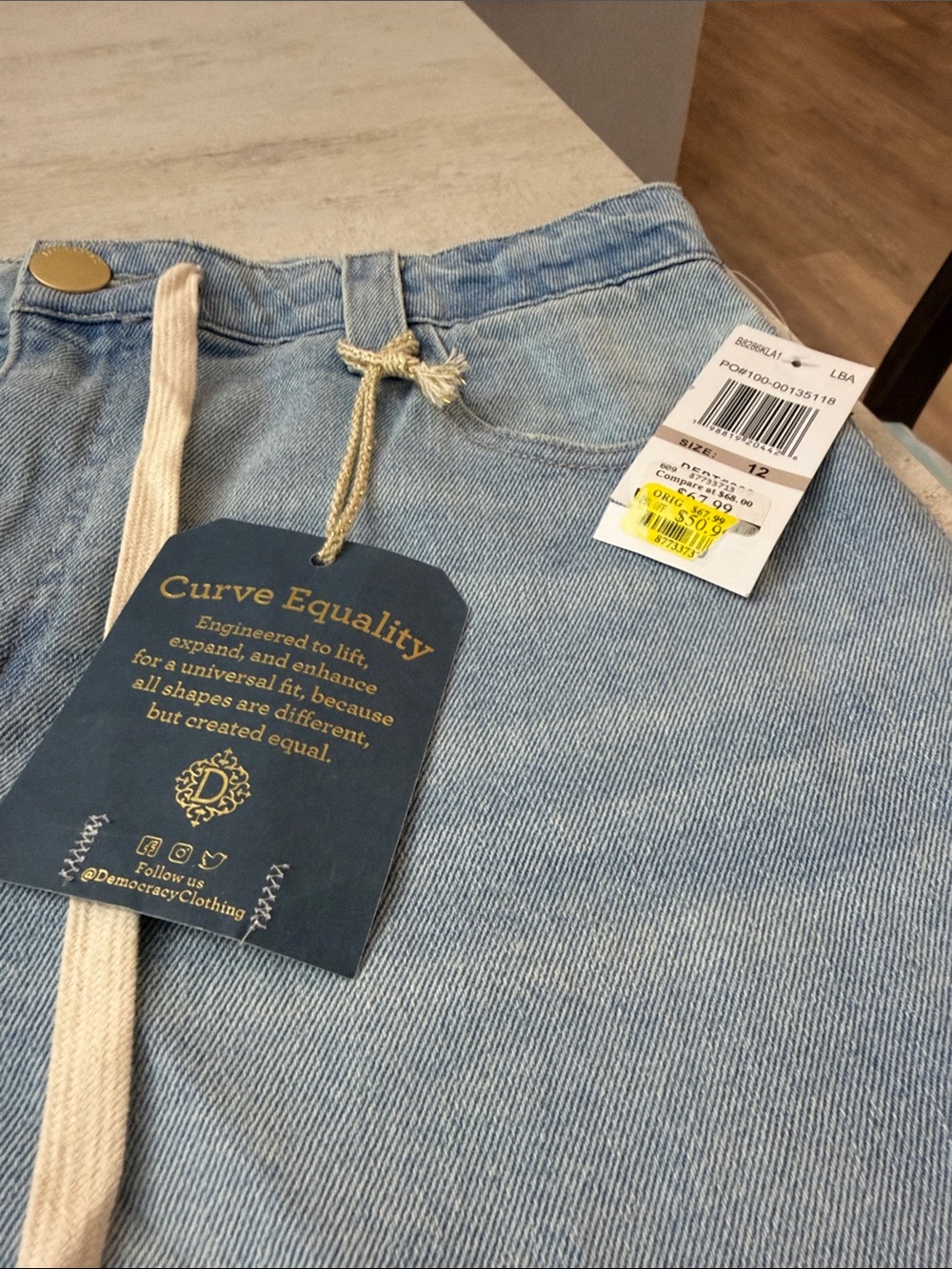 Democracy Light Blue Denim Women's Drawstring tie Shorts - Picture 3 of 13